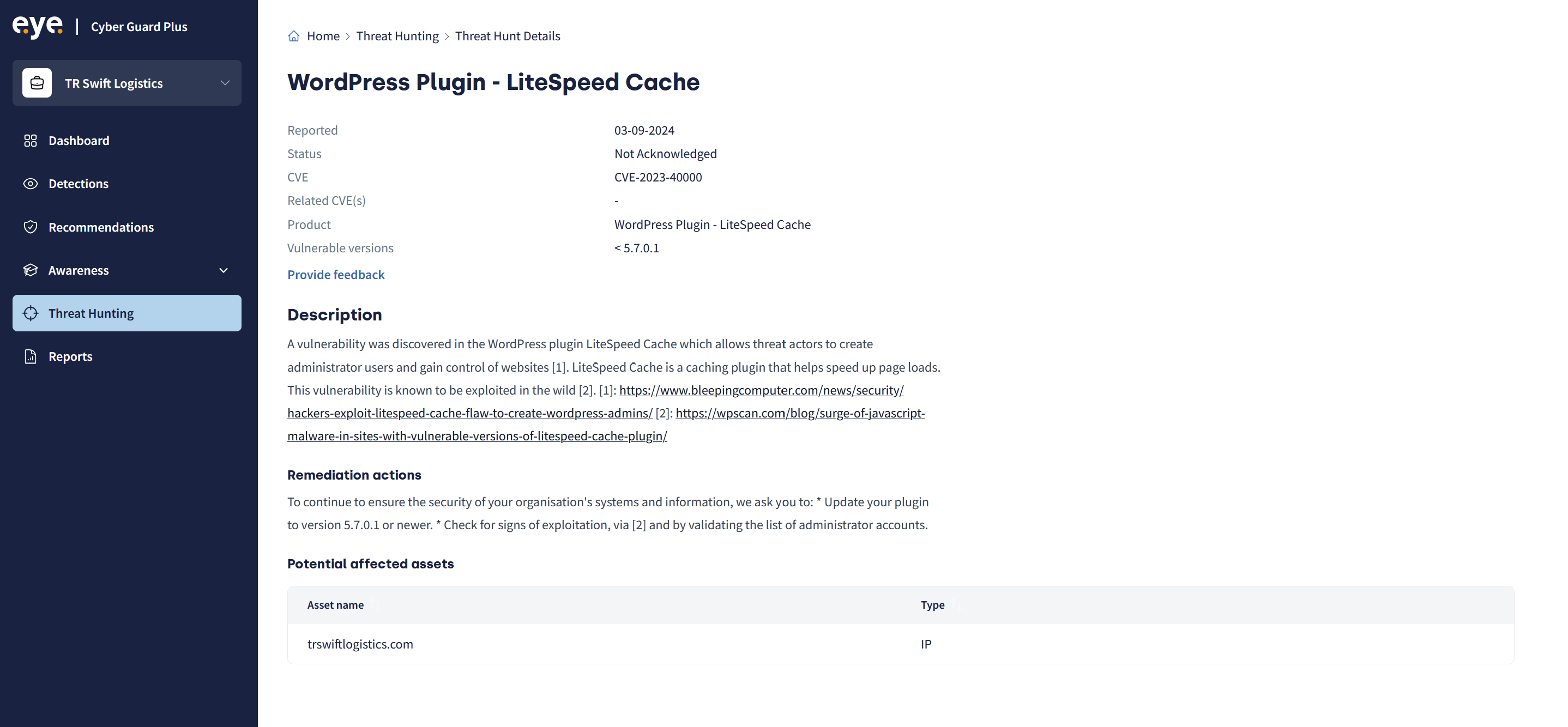 Threat Hunting Eye Portal